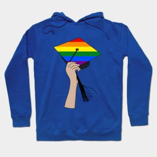 Holding the Square Academic Cap Rainbow Hoodie